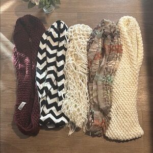 Set of Five Infinity Knit Scarves. Price is for all!
